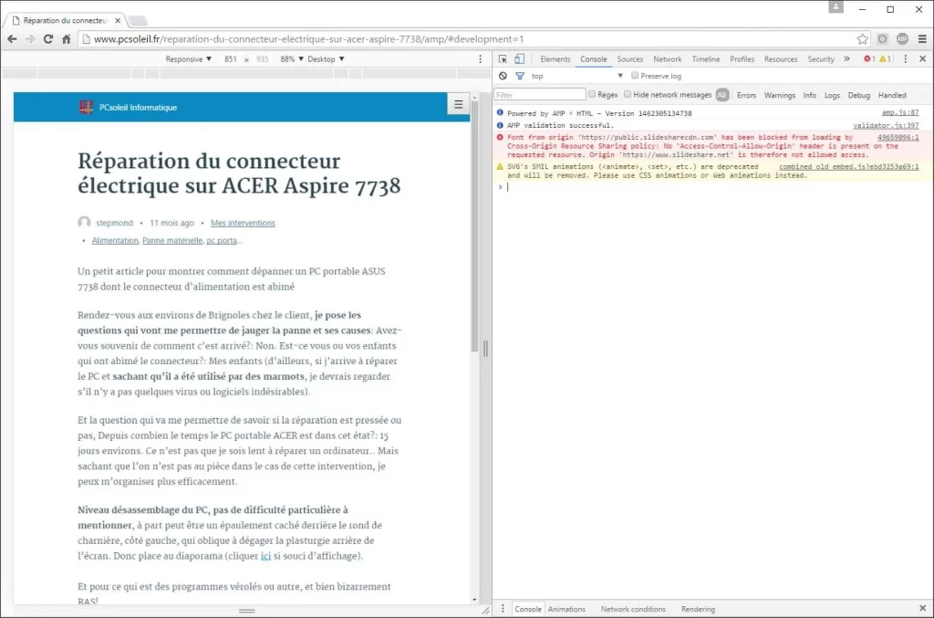 validation-structure-html-amp-google-developper-tool