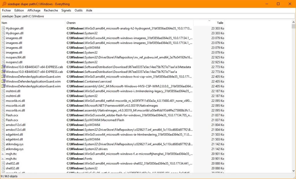 capture fichiers dupliques Windows