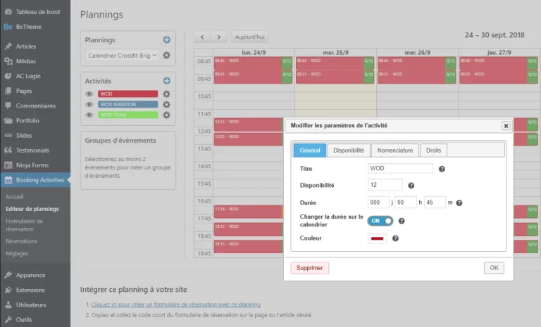 booking activities activites general