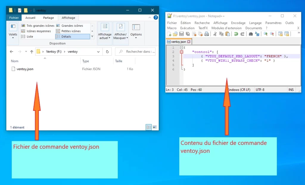 Ventoy fichier commande json