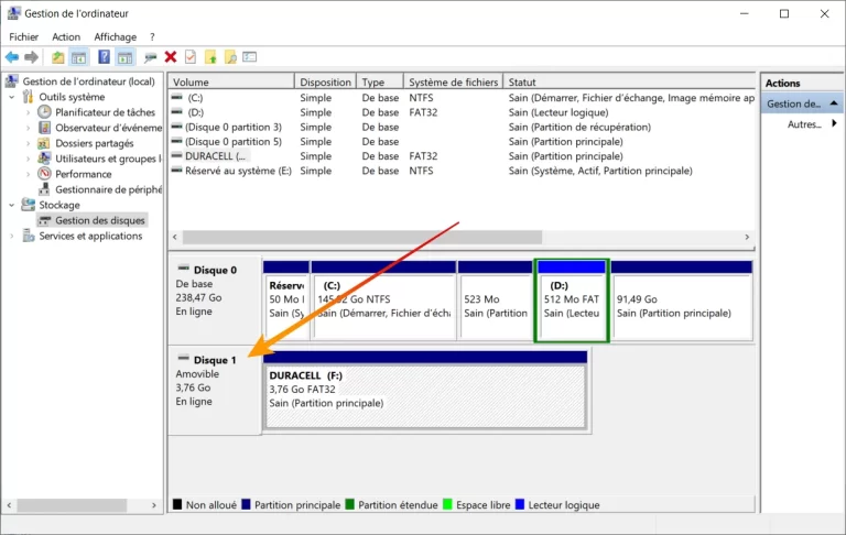 Capture gestionnaire disque