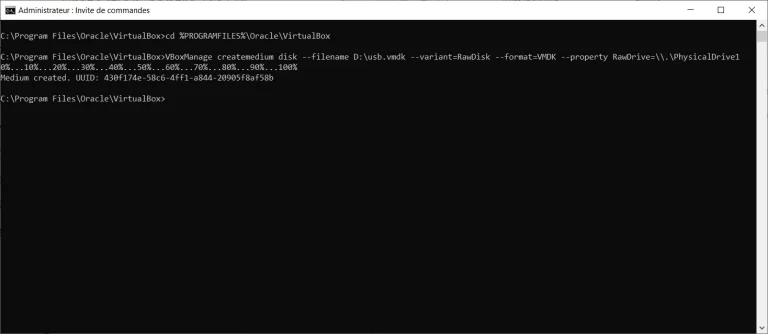 Creation clef USB en disque viruel command line