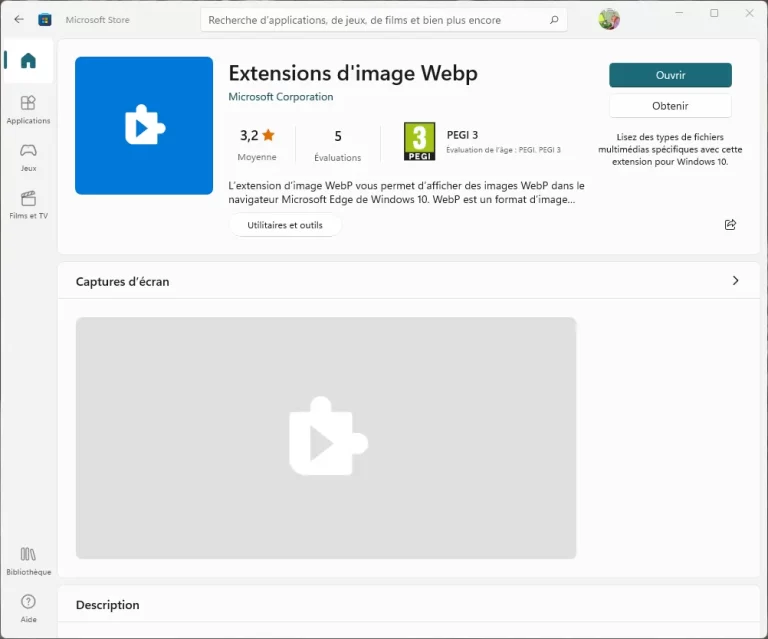 Extension image WebP Windows 10