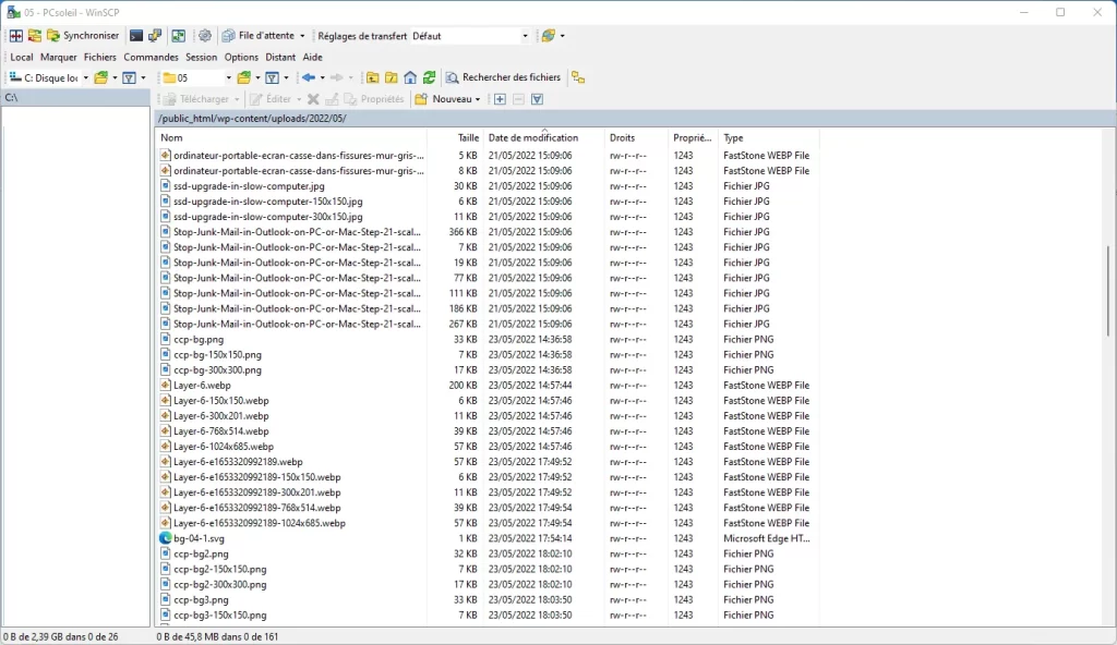 WinSCP supprimer illustration photo