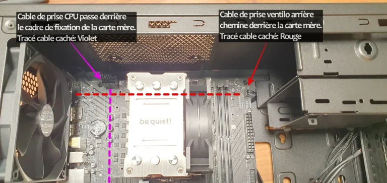 05 PC Bureau Cable Managment vue CM cables CPU & Ventilo arriere caches illustre