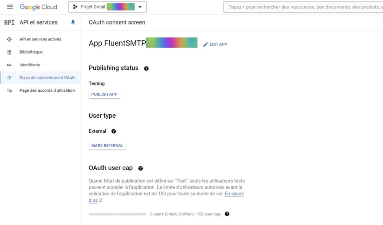 22 Google cloud consentement Oauth Publier App