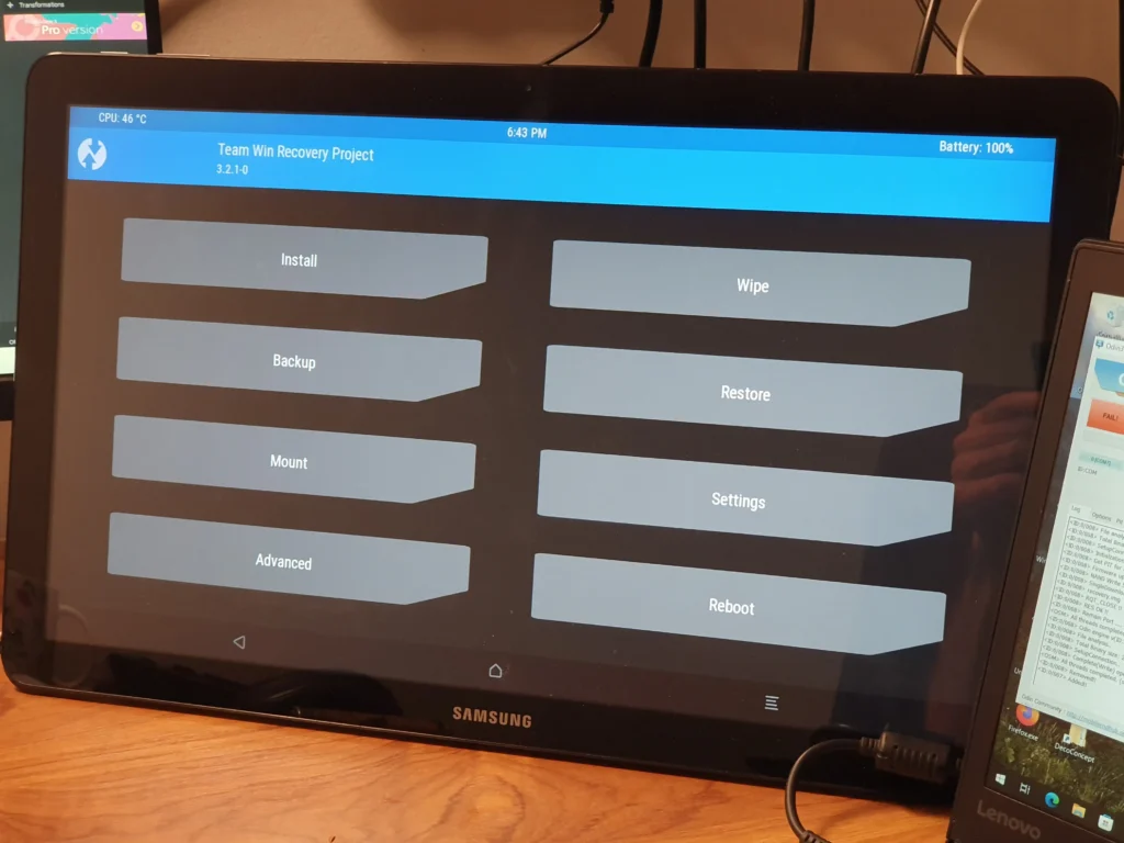 Nouveau boot loader TWRP sur Samsung tab view 01