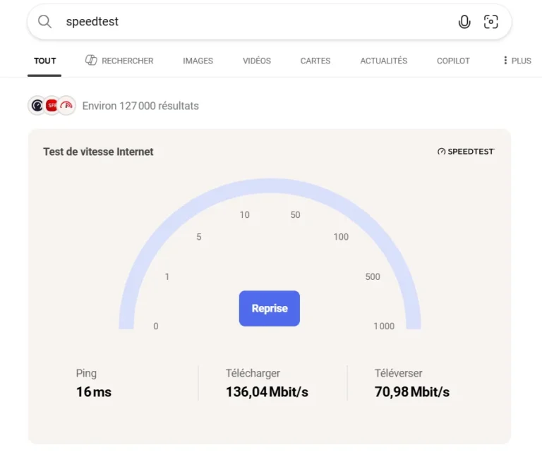 speedtest CPL Wifi cottage apres optim